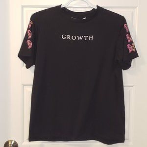 Urban Kids Girl's Black Growth Butterfly Short Sleeve T-Shirt-Size: Large/14-16